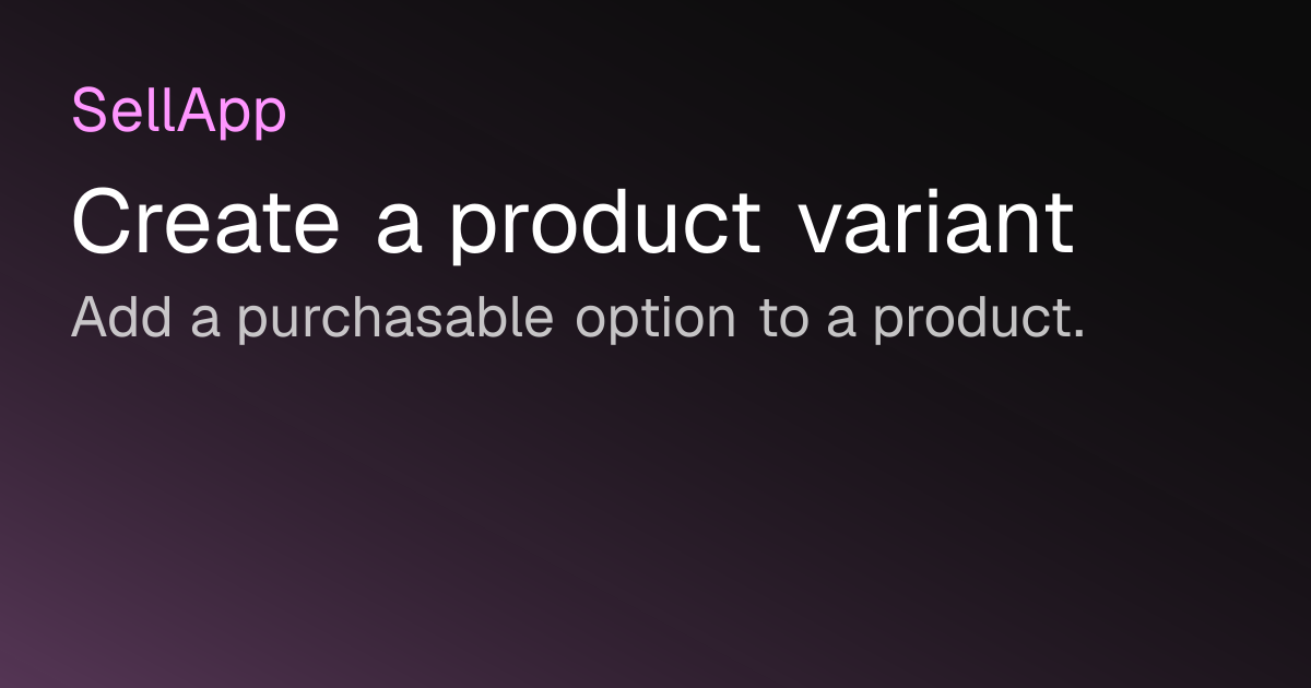 Create a product variant