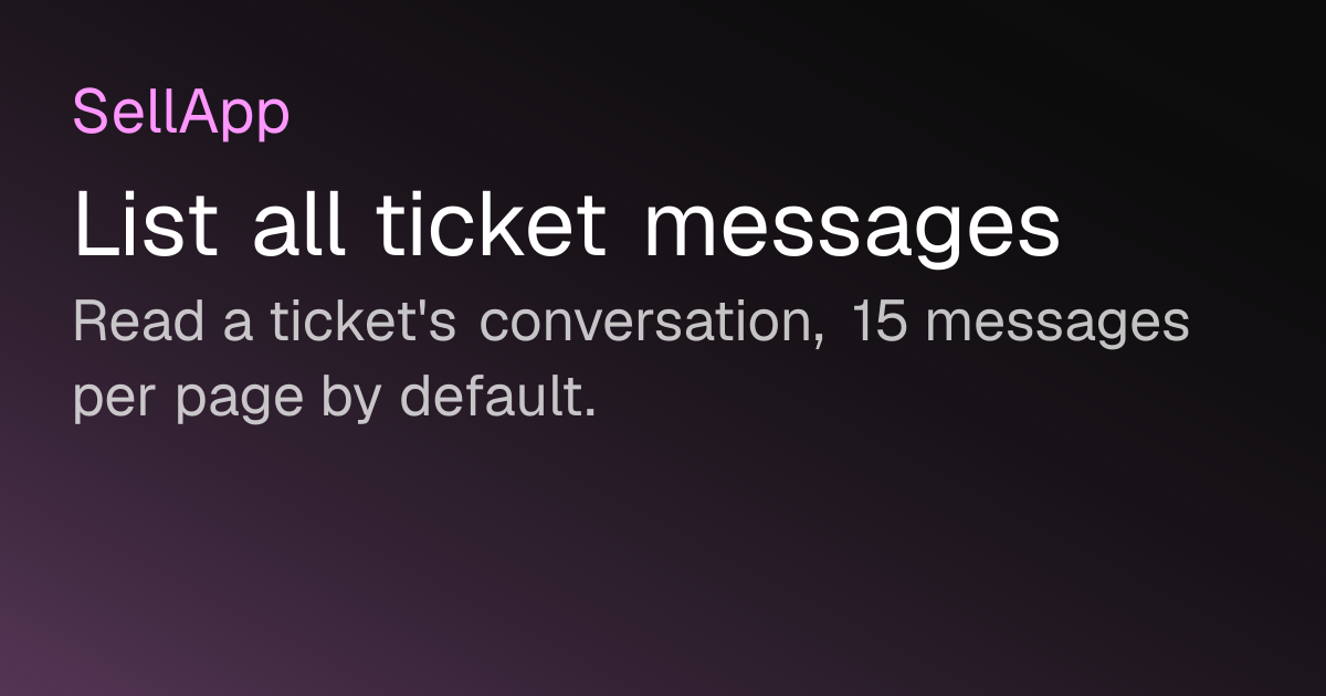 Ticket Text Message Sample List all ticket messages