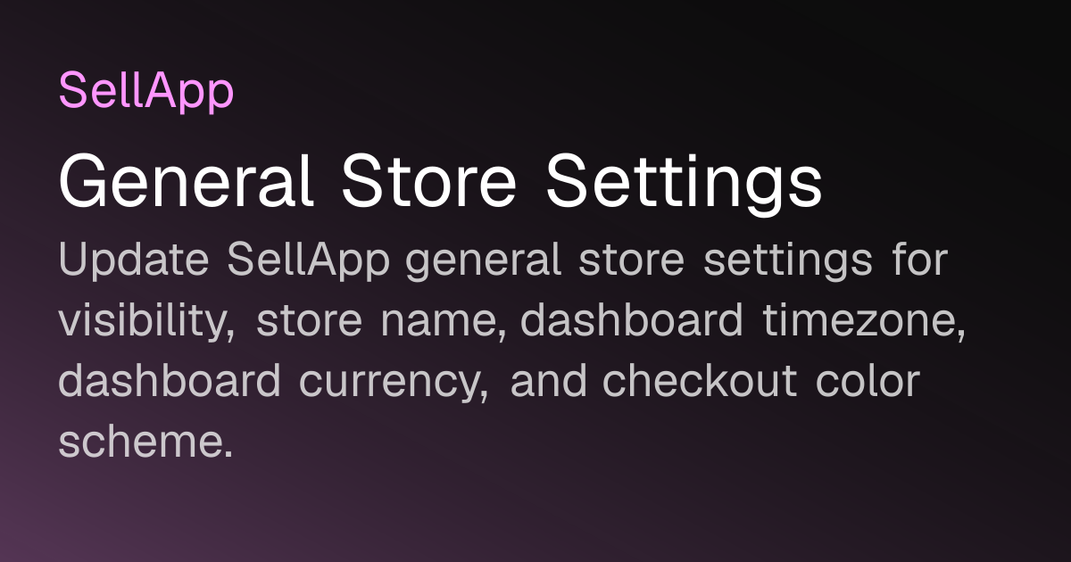 General Store Settings
